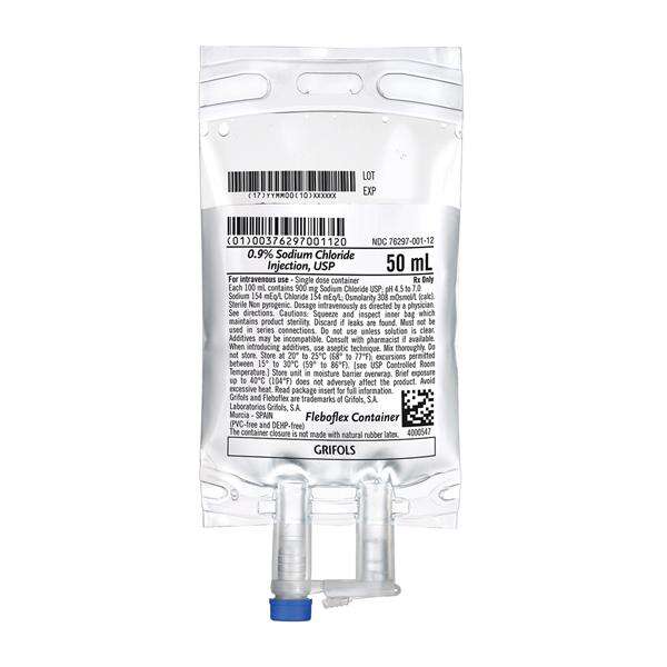 Sodium Chloride 0.9% IV Injection Solution Grifols,S.A 50mL Non-DEHP Strl Bag Ea